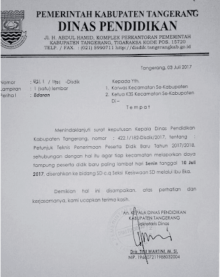 Surat edaran Disdik kabupaten Tangerang no . 421.1/1701-Disdik.KKO LEGOK