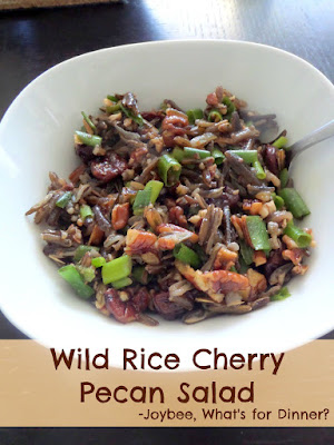 Wild Rice Cherry Pecan Salad:  A salad of wild rice, dried cherries, and pecans tossed in a raspberry vinaigrette.  It makes a great side dish or lunch.