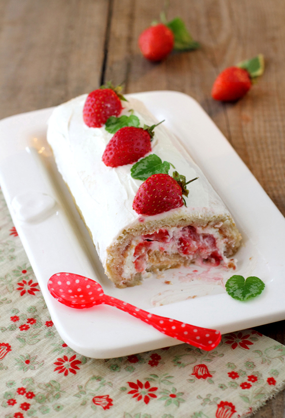 Roulé aux Fraises et au Mascarpone