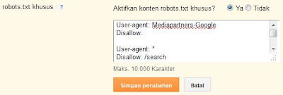 pasang robots.txt