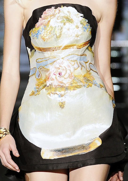 The Terrier and Lobster: Roberto Cavalli Spring 2009 18th-Century Porcelain-Print  Dresses and Bags