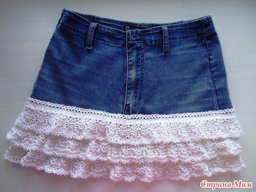 Шьем юбку из старых джинс.  Sew the skirt of old jeans.