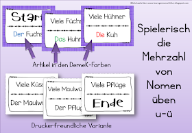 Spielerisch die Mehrzahl von Nomen üben. Aus U wird Ü