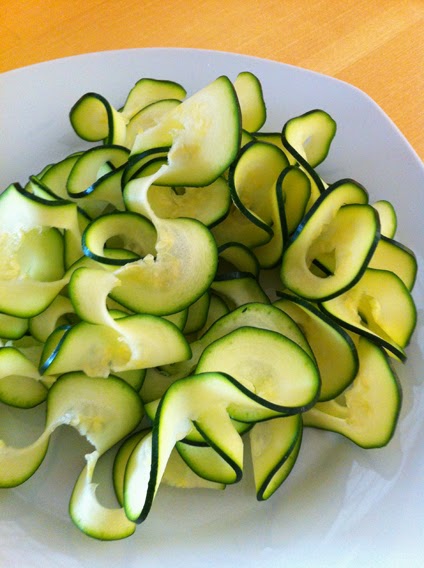 spiral zucchini plated