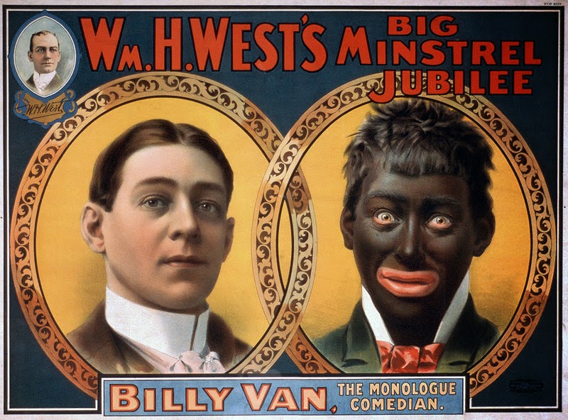 1900 William H. West blackface minstrel show poster, from white to black