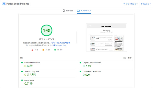 PageSpeed Insights(パソコン)QooQ by blog-designing  【version.01】