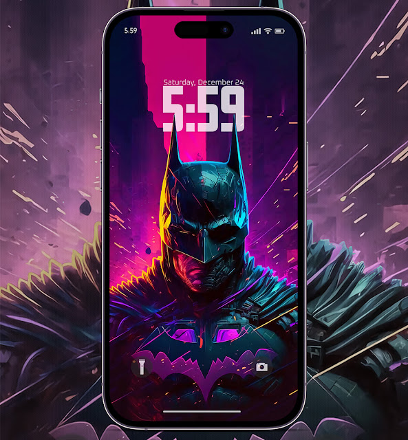 AI-Generated Batman Synthwave Wallpaper for iPhone