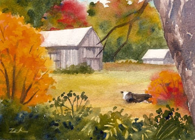 New England Barn in an autumn landscape