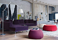 Purple velvet sectional sofa for L-shaped living room furniture idea