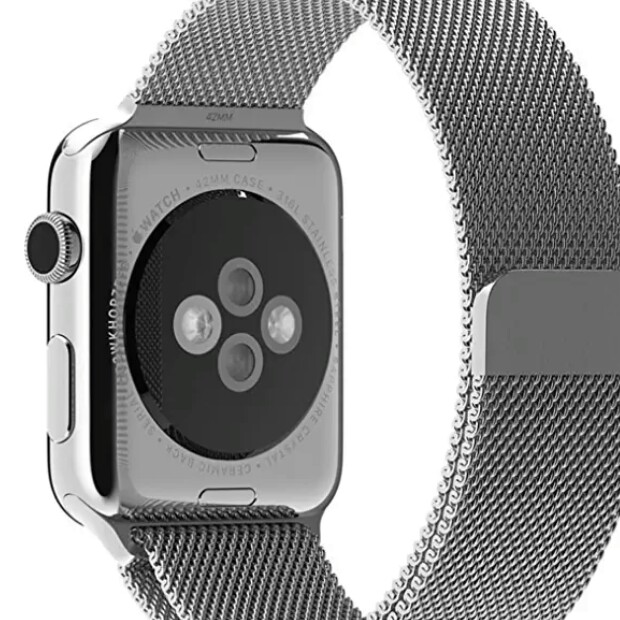 Priefy Loop Strap Stainless Steel Milanese with Magnetic Lock Buckle Compatible with iWatch Series 4 and 5 {44mm Black}