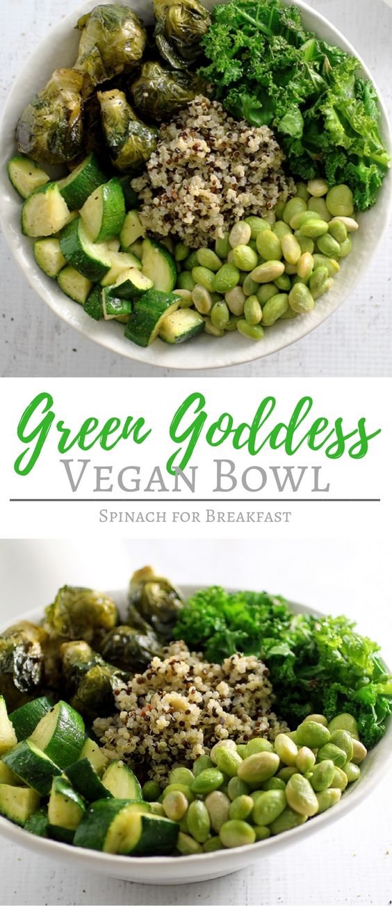 We call this a Green Goddess Bowl, because that's how you will feel. You can season this bowl with spices or drizzle with your favorite vegan dressing.