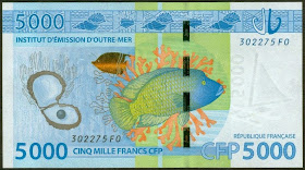 French Pacific paper money 5000 CFP Franc