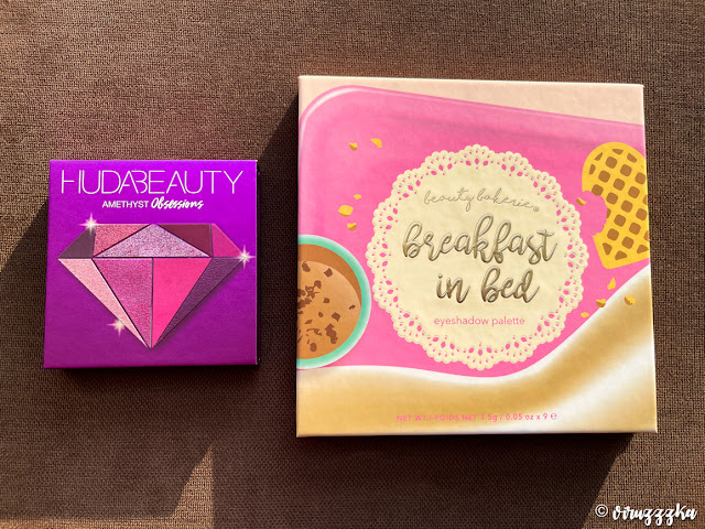 Beauty Bakerie Breakfast in Bed Eyeshadow Palette Huda Beauty Obsessions Eyeshadow Palette Amethyst Review