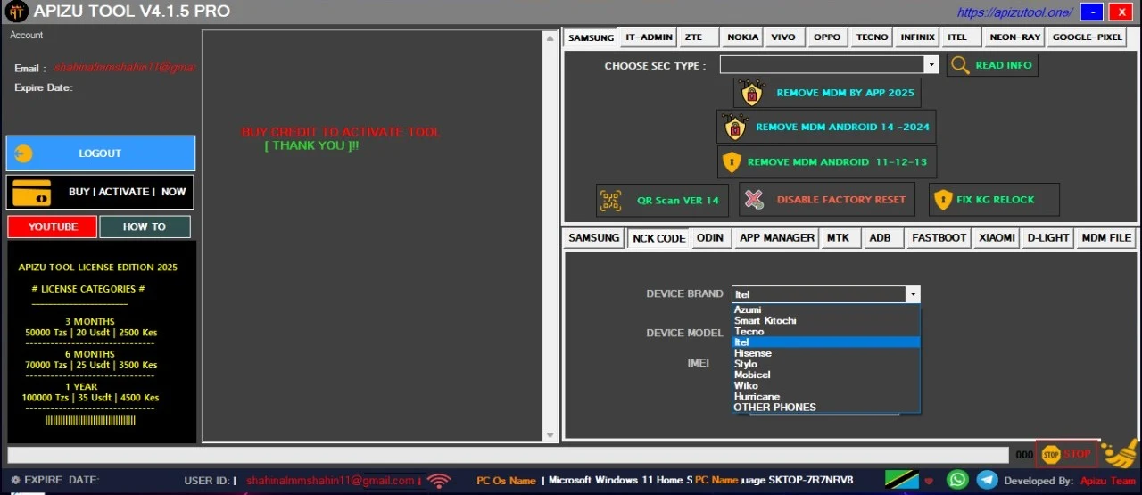 APIZU TOOL PRO V4.1.5 With FREE Logging Download 2025