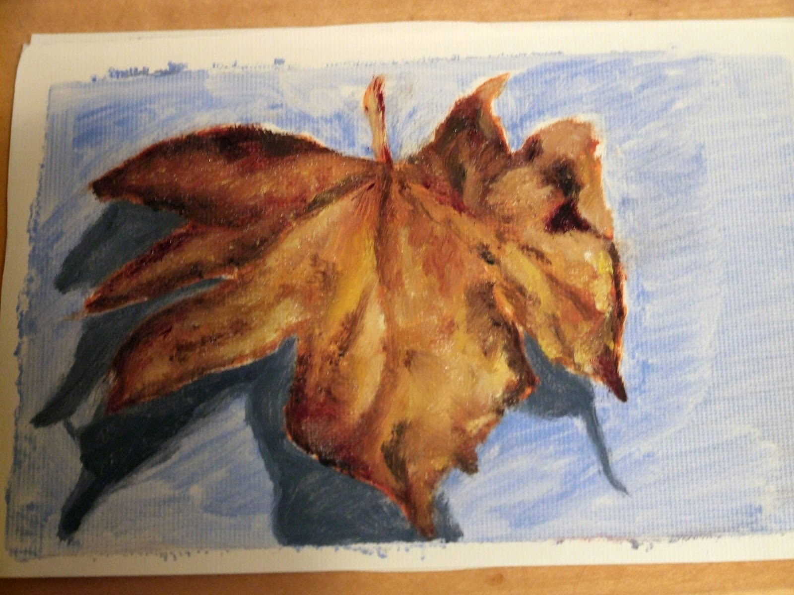 Autumn leaf (oil on oil painting paper 18 x 12 cm)