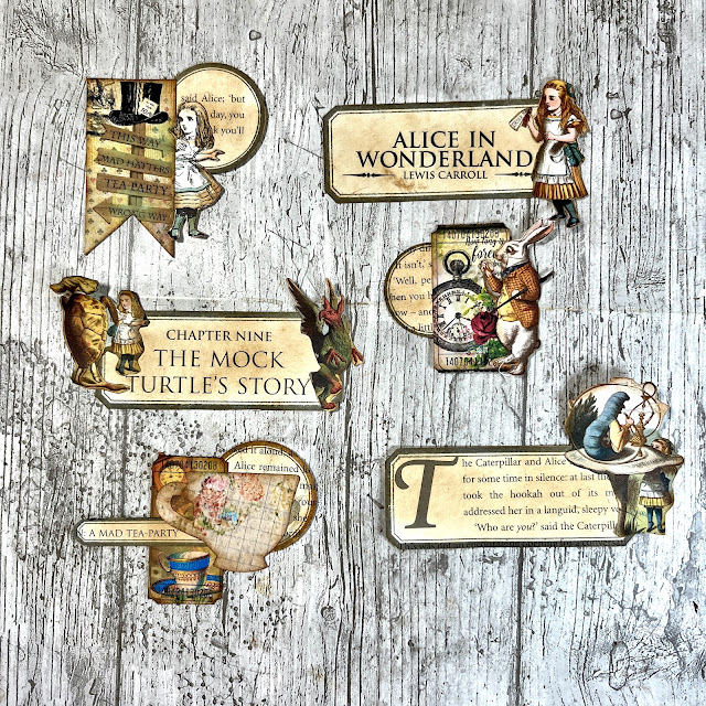 Using Alice In Wonderland Book Pages To Make Labels & Clusters
