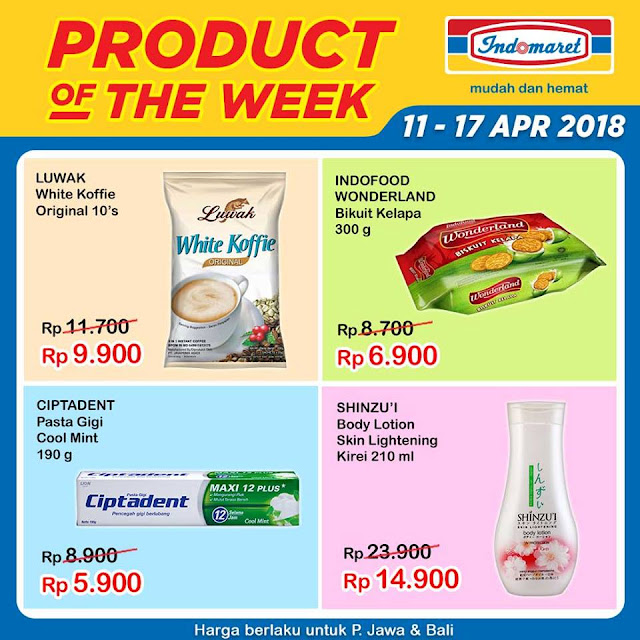 Dapatkan Promo Product Of The Week periode 11 - 17 April 2018 hanya di Indomaret.