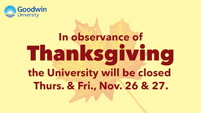 University closed November 26 and 27, 2020