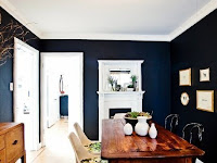 black and blue dining room