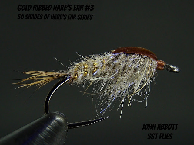 Ultraviolet Gold Ribbed Hare's Ear, Hends Hooks, Lagartun Tinsel, Hare's Mask, UTC Thread