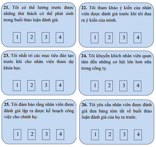 Câu hỏi trong bản đánh giá nhân viên phần 5