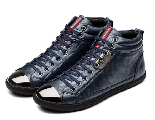 OPP Mens Casual Genuine Leather Specificity of Metal Accessories Design Mid-top Lace-up Shoes