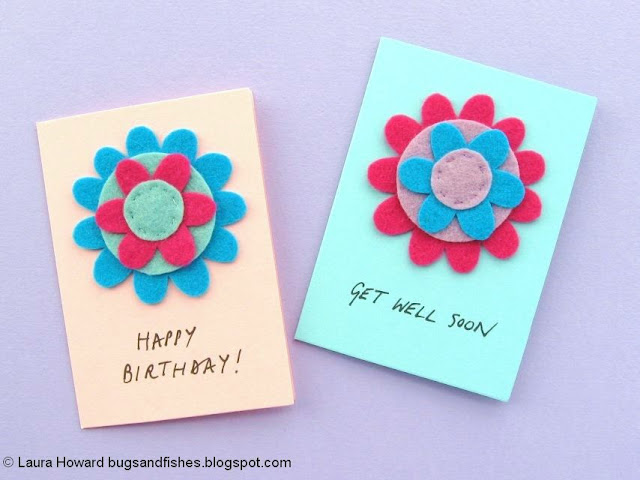 Felt Flower Notecards Tutorial - add your message