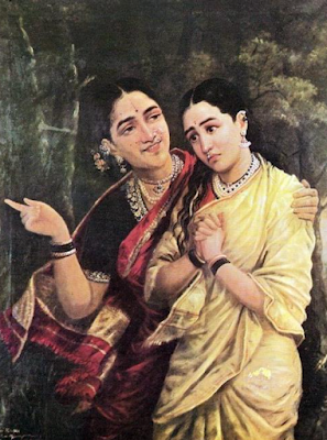 Simhika and Sairandri painting Raja Ravi Varma