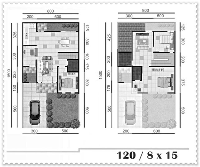 10 Gambar Rumah Minimalis 1 Lantai Ukuran 8x15  Motif 