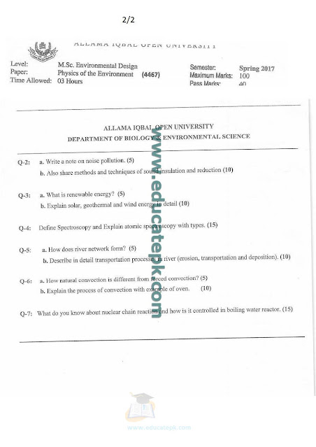 aiou-msc-environmental-science-past-papers-4467