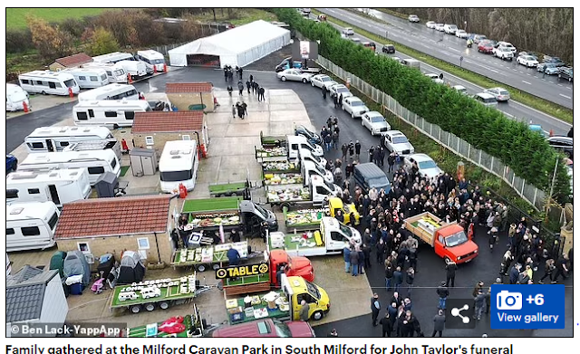 'king of the street': police launch important operation as cortege of automobiles floor a1 site visitors to a halt earlier than masses of mourners said farewell to caravan-promoting gypsy called 'del boy'