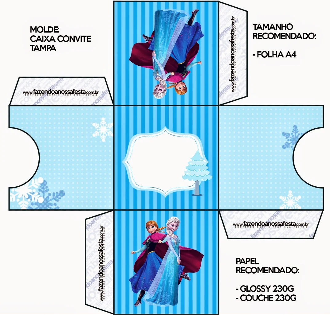 Caja Tarjeta de Frozen en Navidad Azul.