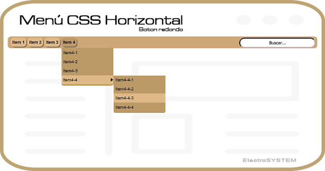 Menú CSS Horizontal (Botones redondeados y buscador integrado)