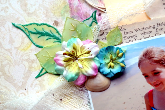 How to Build a Beach Themed Flower Embellishment with Stamped Vellum Leaves and Shells