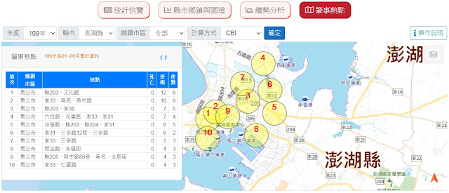 澎湖縣易肇事十大熱點