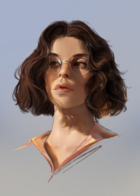 Peter Xiao artstation arte ilustrações pinturas digitais retratos femininos beleza mulheres de óculos