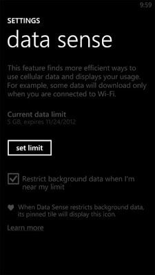 Data Sense restriction feature - screenshot of the app