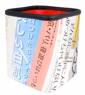 pencil cup made from Japanese newspapers