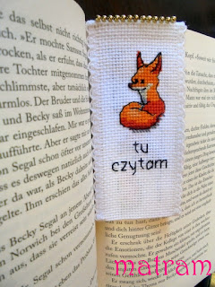 cross stitch bookmark fox