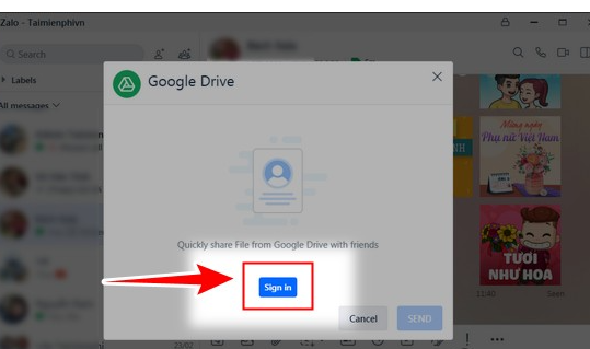 Cach gui file tu Google Drive sang Zalo tren dien thoai