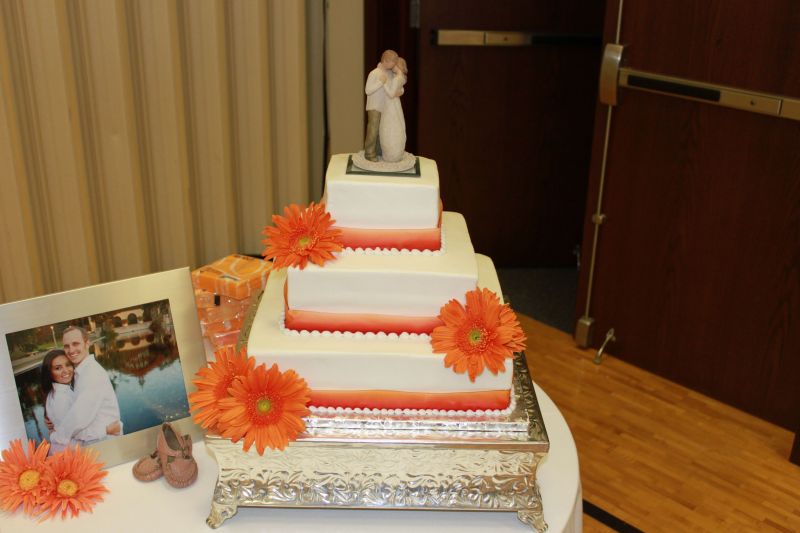 Orange Wedding Cakes With Orange Ribbon