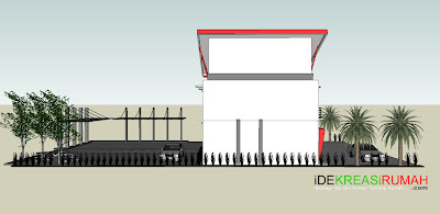 Desain Sketch 3D Rumah dan Ruang Usaha Bengkel Cuci Mobil 