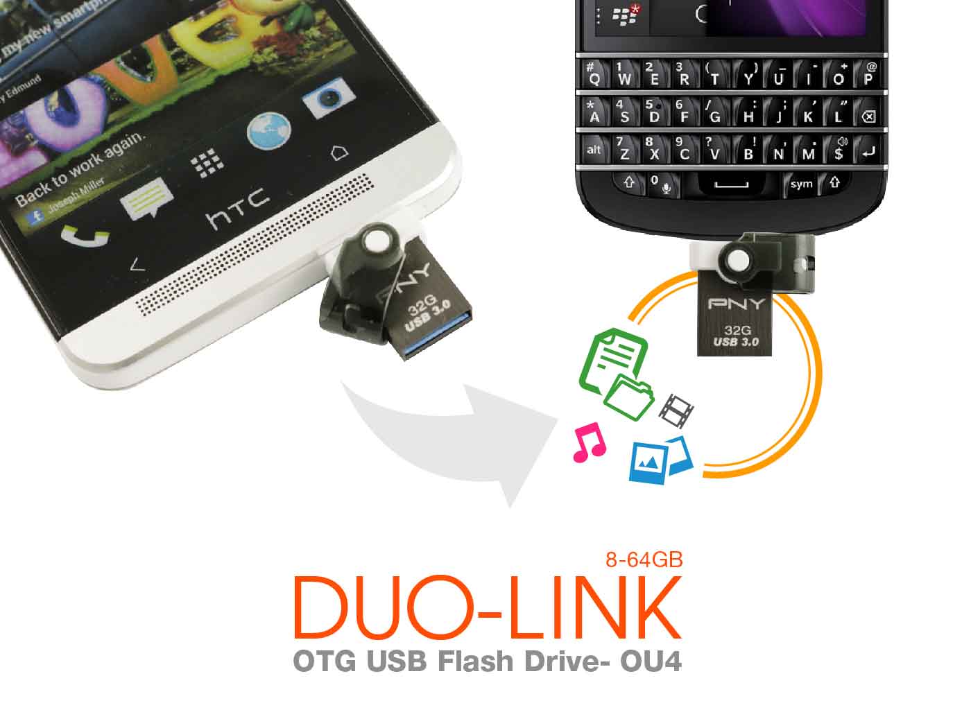 PNY 2-in-1 DUO-LINK OU4 OTG USB 3.0 Flash Drive