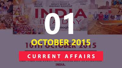 Current Affairs 1 October 2015