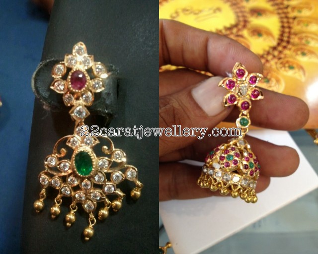 Gemstone Kundan Earrings or Jumkas