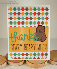 Custom Sentiment with Lawn Fawn Violet's ABCs and Scripty Thanks by Jess Crafts