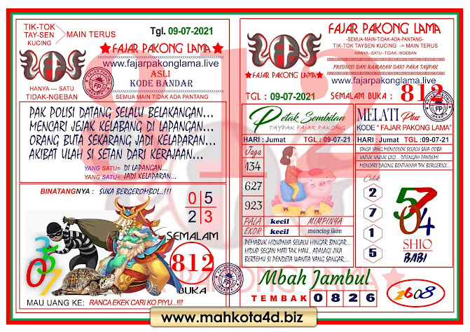 Syair Prediksi Fajar Pakong Lama Jum'at, 9 - Juli - 2021