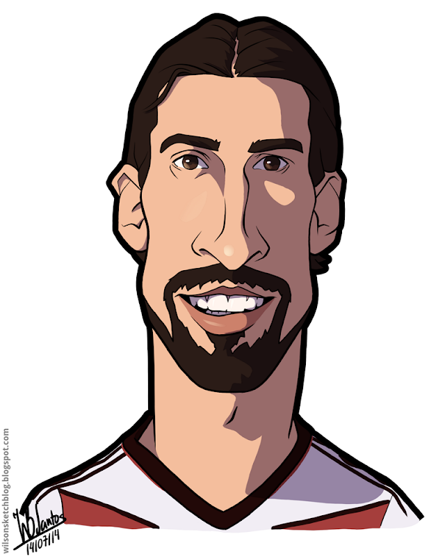 Cartoon caricature of Sami Khedira.