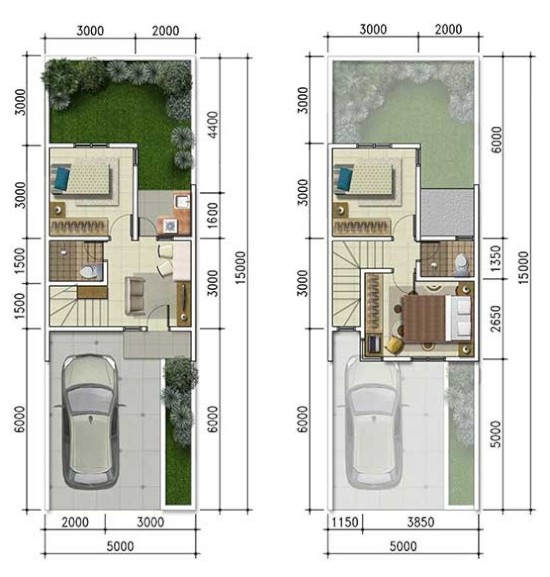  Pembahasan kita kali membahas tumpuan bagan denah rumah dengan ukuran lebar  2 Denah rumah minimalis ukuran 5x15 meter 3 kamar tidur 2 lantai + tampak depan