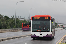 Service 103 Citaros crossing Lower Seletar Reservoir Dam (Yishun Ave 1)